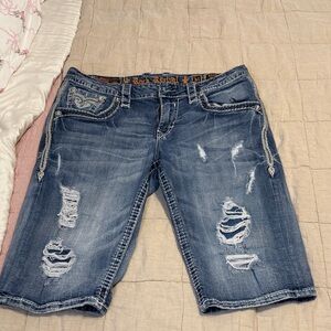 Rock Revival Ripped Blue Jean Shorts